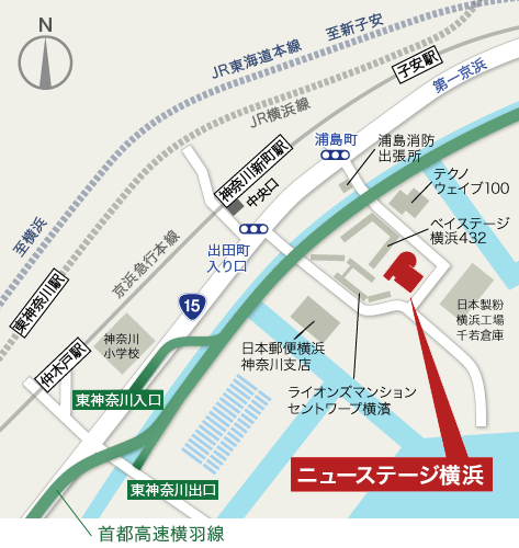 横浜事業所の周辺の地図画像