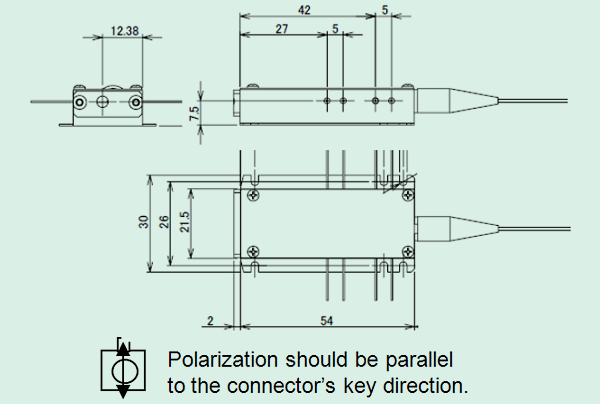 Polarization should be parallel to the connector's key direction.